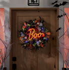Member s Mark Halloween 26  Pre-lit Neon Boo Wreath Front Door Decor
