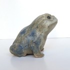 Peter s Pottery Frog Toad Statue - Blue Accents Textured Mississippi Mud Signed