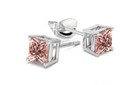 925 Sterling Silver Princess Cut Morganite Cubic Zirconia Stud Earrings Women s