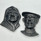 Vintage Owen Irish Turf Craft Carved Old Aran Woman Man Wall Hanging Plaque Vtg