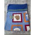 Vintage Sports Patchwork Quilt Blanket All Star Baseball Basketball Soccer Blue