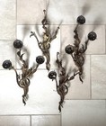 Very Large Gilt Brass Wall Sconces Lights Louis Xv Rococo Antique Restore Req X4