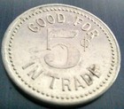   trade  token max L  Gleischinske st  Paul  Minn saloon-grocery  gf 5 Cents