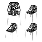 Set Of 4 Modern Dining Chairs Bird Nest Branch Cutout Accent Side Lounge Chair