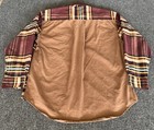Guess Vtg 90s Shirt Red Brown Colorblock Plaid Pocket Logo Long Sleeve Large 