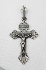 Antique Old Vintage Large Sterling Silver Pardon Crusifix Pendant