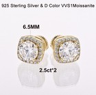2  5ct Cushion Cut Moissanite Halo Stud Earrings D Vvs 10k Gold Over 925  Silver