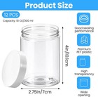 12 Pack 10 Oz Clear Plastic Jars With White Lids  Round Wide Mouth Containers