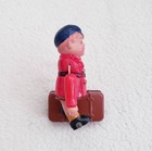 Vintage Japan Wind Up Trunk Porter Tin Celluloid Toy In Box No Key   Not Working