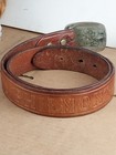 Rare Philmont Round Corner Boy Scout Leather Belt And Buckle Cimarron Nm Size 34