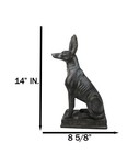 Ancient Egyptian Sitting Anubis In Jackal Dog Statue With Hieroglyphs Base 14 h