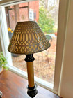 Vintage 1892 Gorham  Weighted Candelabra W candles Pierced Shades Complete