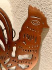 Vintage 1995 Rooster Copper Tone Cast Iron Trivet Footed Hot Plate Wall Hanging