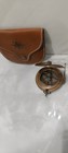 Nautical Brass Sundial Pocket Compass With Leather Case Vintage Gift 