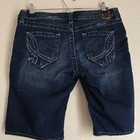 It  Jeans Los Angeles Womens Dark Wash Denim Bermuda Shorts Size 30 Thick Stitch