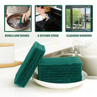 20pcs Green Scratch Free Scrub Pads Reusable Kitchen Cleaning Sponges - New