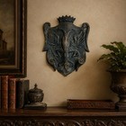Vtg Double Headed Eagle Heraldic Crest Heavy Cast Metal Wall  9   x 7    Plaque