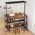 Kitchen Island With Storage Baker Rack W power Outlet Microwave Stand Oven Shelf