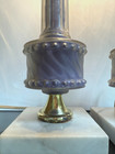 Vtg 1940s Lavender Frosted Glass Boudoir Lamps Marble Base 14  Tall Working Pair