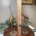 Vintage Brass Crane Heron Bird Figurines Pair Hollywood Regency Mcm Decor Statue