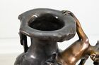 Antique Signed August Moreau Bronze Cherub And Dragonfly Vase On Marble Base