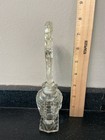 Vintage Art Deco Geometric Crystal Glass Perfume Bottle With Large Fan Stopper D