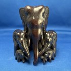 Vintage 8 Elephants Family Resin Ironwood Imitation 6    Tall