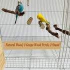 5pcs Bird Perch Stand Natural Wooden Parrot Stand Branch 3 Grape Wood Perch 2 St