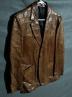 Vintage Scully Leatherwear Brown Western Blazer Ostrich Embossed Panels 42l