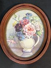 Vtg Pair Of Miniature Oval Framed Floral Prints 6 5 x5 25  Hugo W  Schmidt Co 