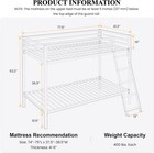 Loft Bunk Bed Twin Over Twin Size With Ladder And Guardrail heavy Duty Metal