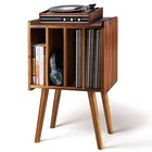 Wooden Lp Record Player Stand With 4 Cabinets  Holds 100 Vinyls  Metal Storage T