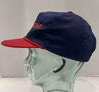 Vtg 90s Budweiser Snapback Hat Cap Blue Red Embroidered Spellout Usa Made Euc