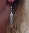 Feather Earrings  925 Sterling Silver Dangle Hooks Pewter Charms Feathers