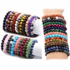 20pcs 8mm 8   Handmade Natural Gems Round Beads Stretchy Bracelet Healing Reiki