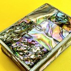 Vintage Mini Alpaca Abalone Shell Trinket Box Mother Of Pearl Inlay Jewelry Case