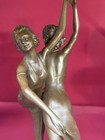 Bronze Sculpture Female Dancer Women Marble Statue Elegant Art Figurine Rare