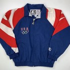 Vtg 90s Starter Usa Olympics Eagle Dream Team Full Zip Windbreaker Jacket Medium