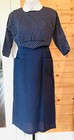 Vintage 1950s Wiggle Dress Blue W White Polka Dots  Bolero Jacket B 34