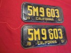 1951 Issue California Black And Gold Unrestored Car License Plates 51-55 Yom
