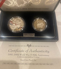 World War Ll 1991-1995 50th Anniversary 2 Coin Proof And Uncirc  Silver Sets