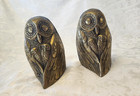 Vintage Solid Brass Owl Bookends Pair - Heavy Mcm Retro Decor Made In Korea
