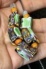 Vng Venetian Millefiori Murrine Cane Beads  Yellow White Heart African Trade