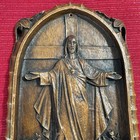Vintage Jesus Christ Wall Plaque Religious Christian Brown Wooden Barwood