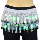 12 Pcs Wholesale Lot Silver Coins Shining Sequins Beads Belly Dance Scarf Wrap