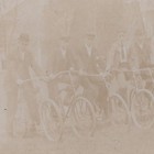 1890s Cabinet Card Photo Bicycle Club 8 Cyclists Holding Each Other Up