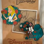 2026 Disney Pin Daring Detectives Alice In Wonderland Painting Roses 2 Pins Le