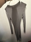 Forever 21 Gray Ribbed Knit Bodycon Sweater Dress Boat Neck Midi Size S