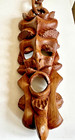 Vintage Hand Carved Wooden Tribal Mask With Carved Wood Chain 15 