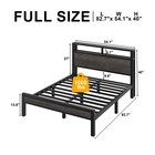 Full queen king Metal Bed Frame With Storage Headboard And Charging Station